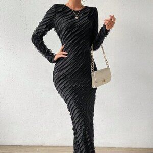 Black casual Womens Solid Color Bodycon Dress